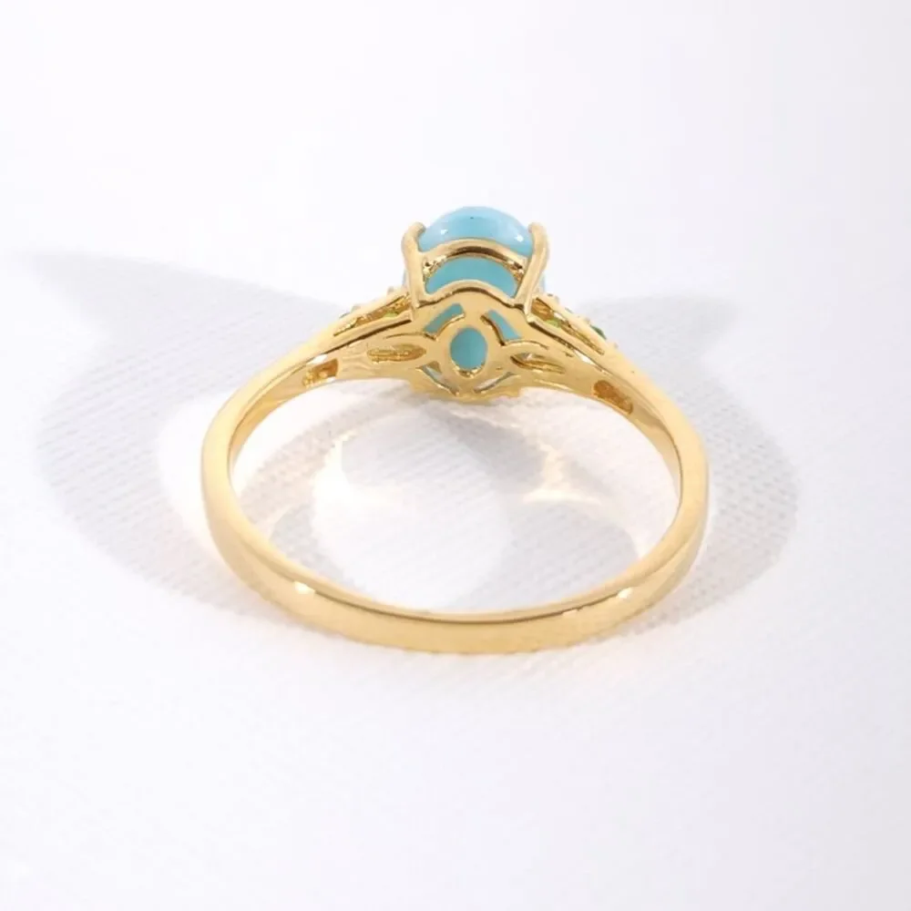Larimar 1.9 Carats Ring Vermeil YG over Sterling Silver Size 10